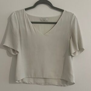Babaton White V-Neck Blouse